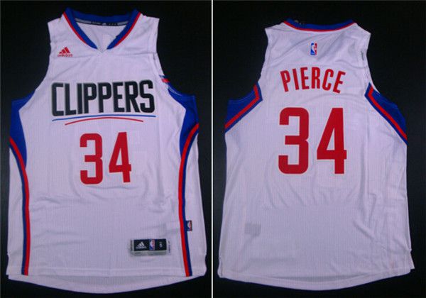 Men Los Angeles Clippers 34 Pierce White Adidas NBA Jerseys